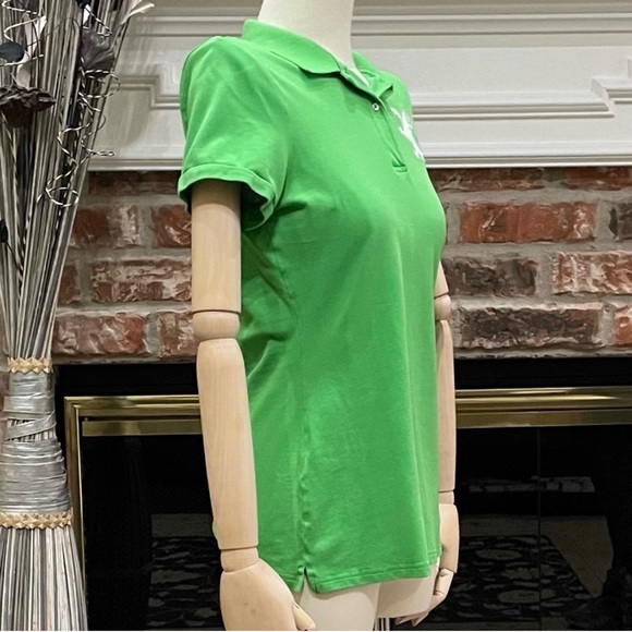 Express vintage emerald green polo w/large white lion logo embroidery / S / EUC - Picture 3 of 13